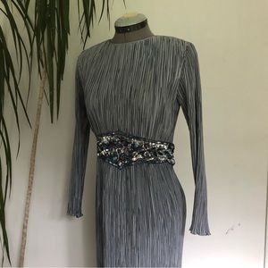 RICKI LANG Women’s Ribbed Silver Grey Dress Long Sleeves Size 8 (but is like M)